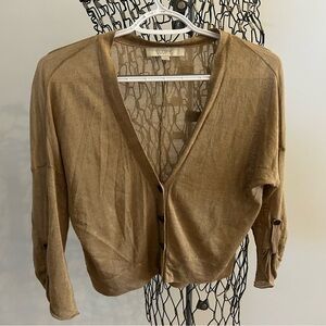 Ann Taylor LOFT Tan Knit Cardigan
